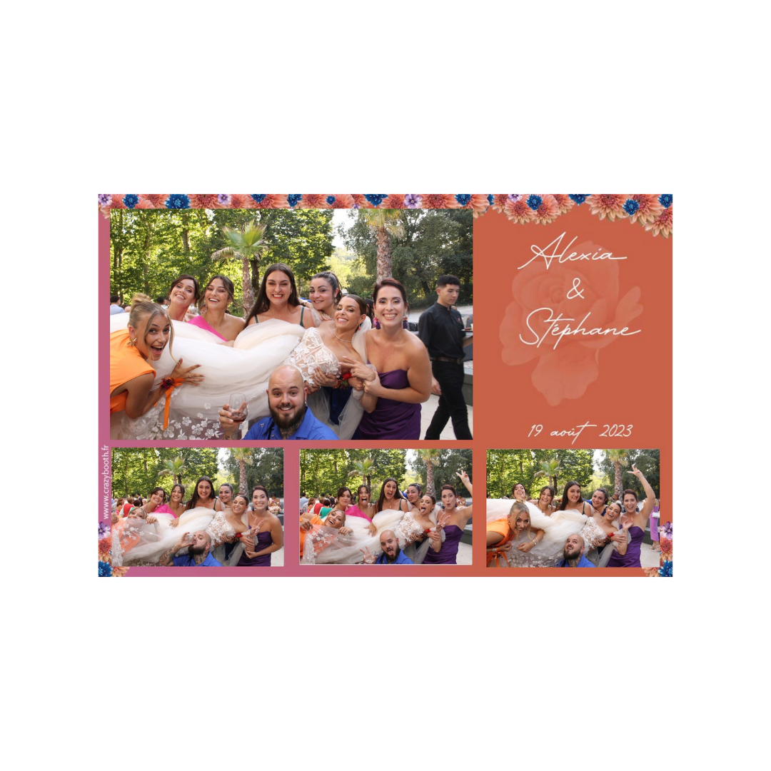 Format 10x15 horizontal 4 prises de vue photobooth Crazybooth