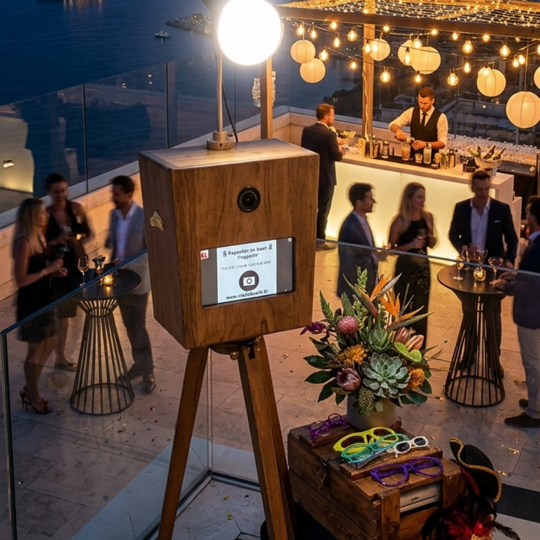 Photobooth bois vintage sur trépied Crazybooth – Location entreprise Bouches-du-Rhône PACA
